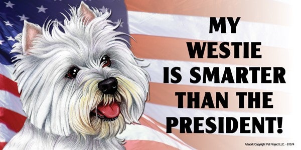 My Westie Is Smarter Than the President - Car Magnet