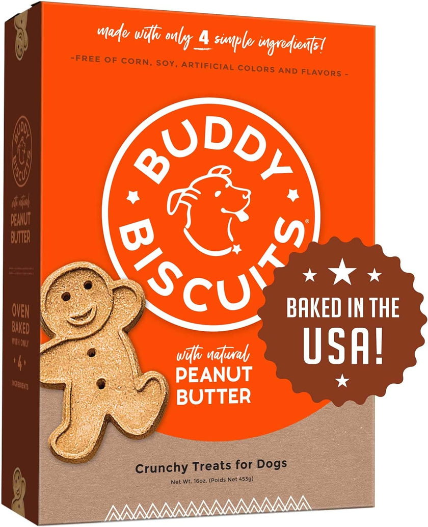 Buddy Biscuits Healthy Whole Grain Oven Baked Treats 8 oz or 16 oz.