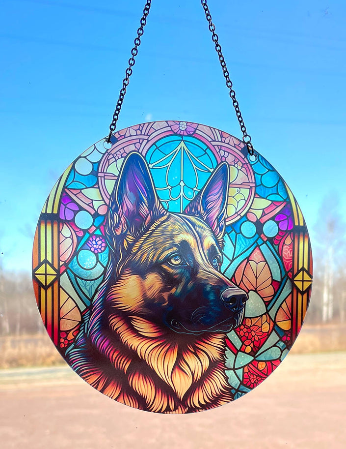 German Shepherd Suncatcher with Chain