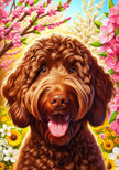 Goldendoodle Chocolate Colorful Spring Large House Flag