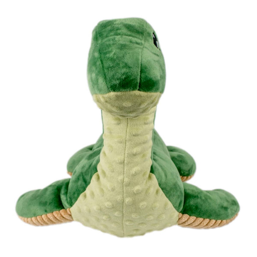 Dog Toy Nessie Green Soft Plush with Squeaker Toy