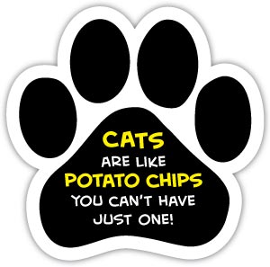 Show off your love for your favorite furry friend with our Cats Are Like Potato Chips Paw Magnet! Perfect for your car trunk or any magnetic surface, this adorable paw-shaped magnet features a vibrant image of your favorite dog or cat breed saying. Made from durable, weather-resistant materials, it’s designed to withstand the elements while adding a touch of personality to your vehicle or home.