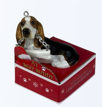 Basset Hound Dog Bone Ornament