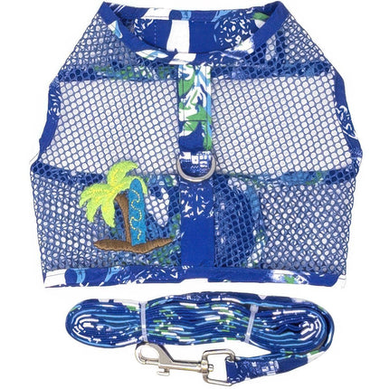 Cool Mesh Dog Harness - Ocean Blue & Palms