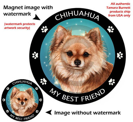 Chihuahua Long Hair Red My Best Friend Circular Magnet