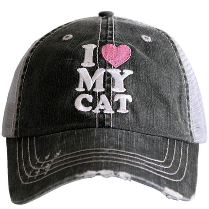 I Heart My Cat Embroidered Trucker Hat