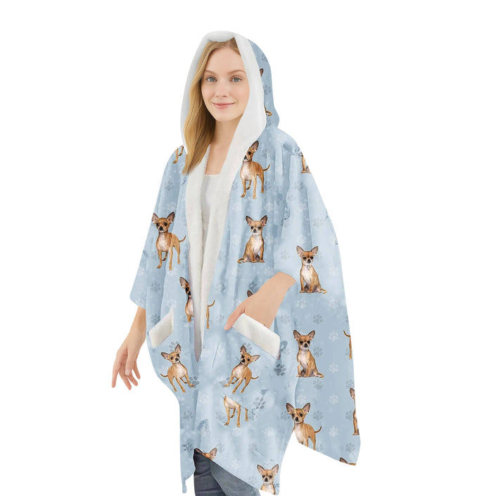 Chihuahua Snugg Wraps with Hoodie – Ultra Soft Sherpa Fleece Wrap for Pet Lovers