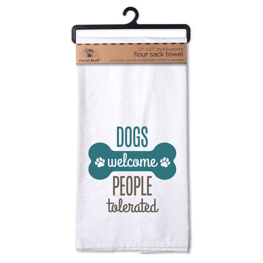 Dogs Welcome People Flour Sack Towel