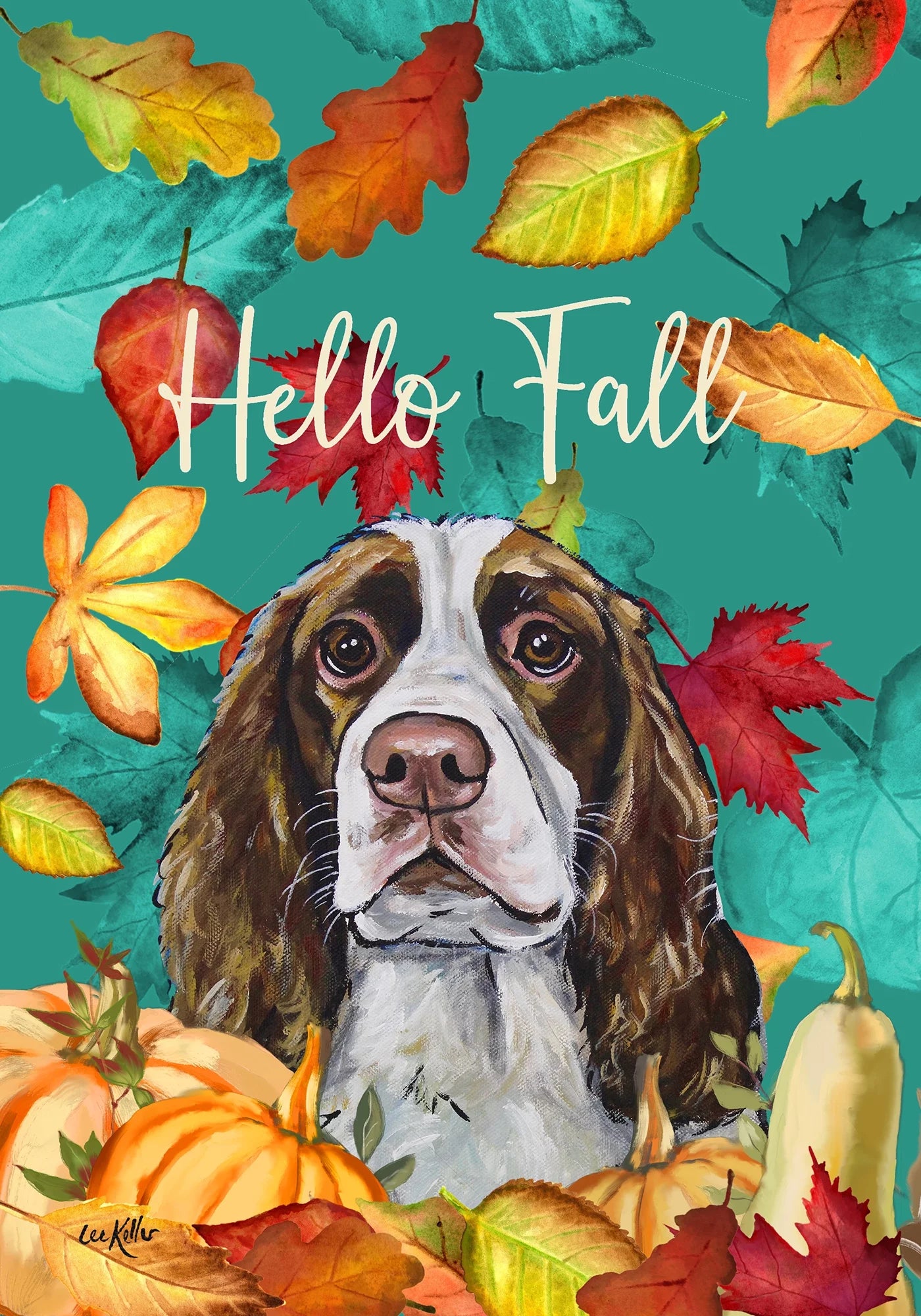 Springer Spaniel (Hello Fall) Large Flag