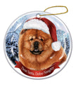 Chow Chow (Red) Santa Hat Dog Porcelain  Ornament