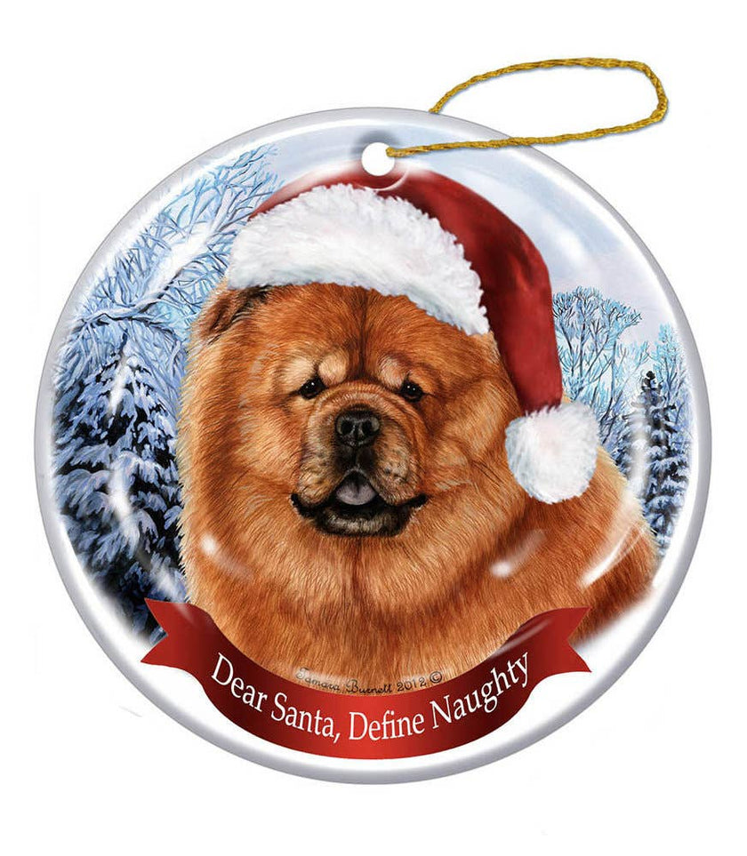 Chow Chow (Red) Santa Hat Dog Porcelain  Ornament