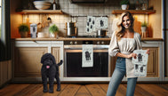 Labradoodle, oven mitt set