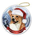 Corgi Santa Hat Dog Porcelain Ornament