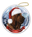Bloodhound Santa Hat Dog Porcelain  Ornament
