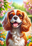 Cavalier King Charles Blen Colorful Floral Large House Flag