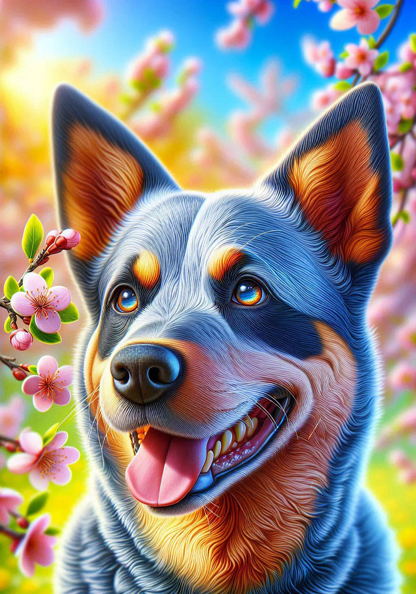 Australian Cattle Dog Blue Colorful Floral Large House Flag