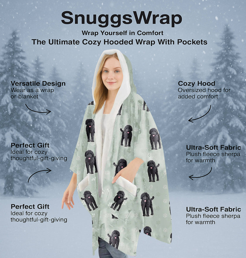 Labradoodle Snugg Wraps with Hoodie – Ultra Soft Sherpa Fleece Wrap for Pet Lovers