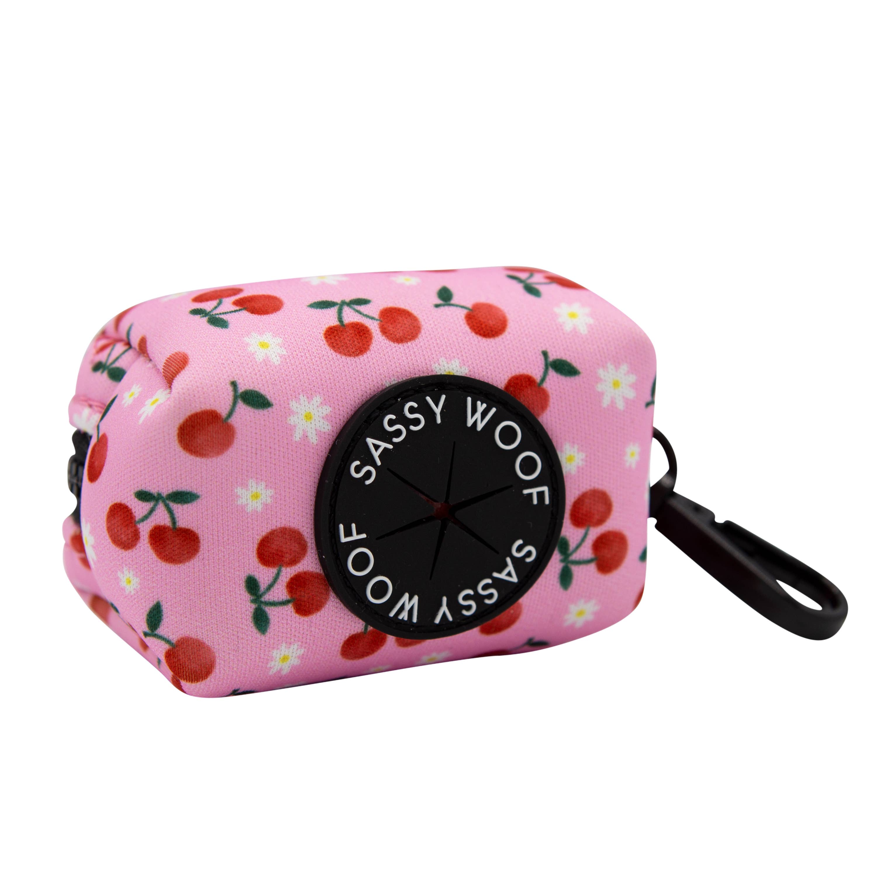 Dog Waste Bag Holder Mon Cherry Pink With Clasp