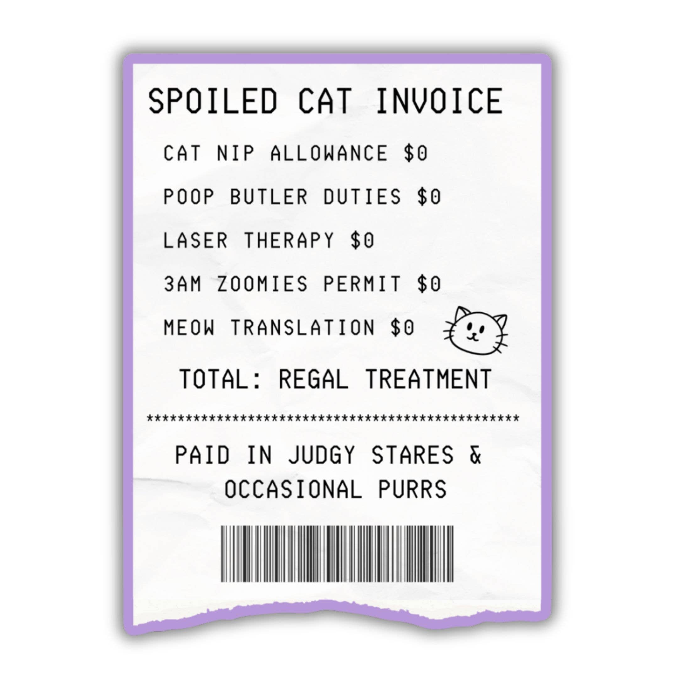 Cute Cat Mom Sticker - Spoiled Cat Receipt