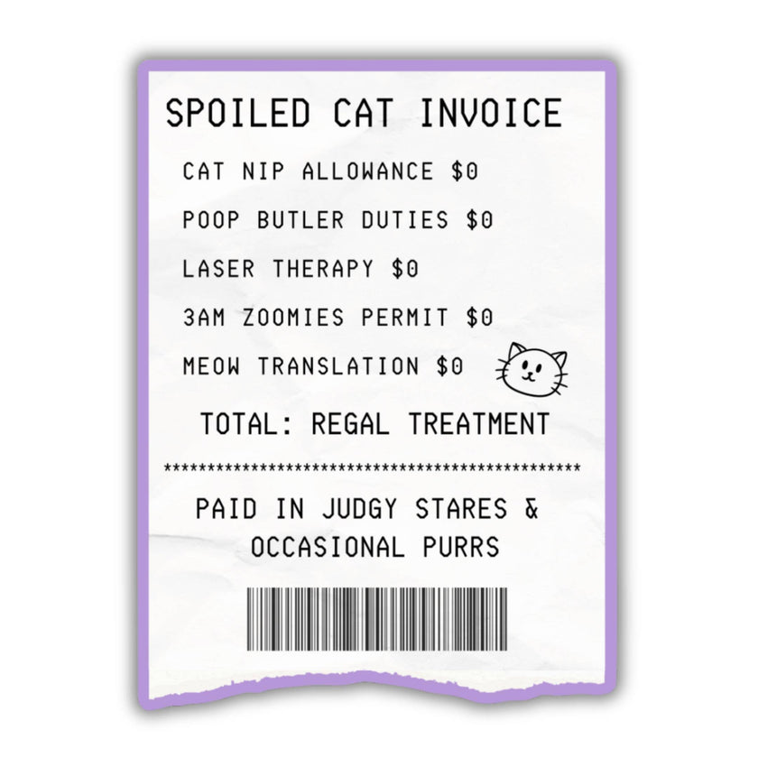 Cute Cat Mom Sticker - Spoiled Cat Receipt