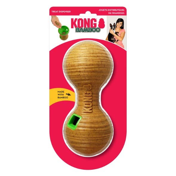 KONG® Bamboo Feeder Dumbbell Dog Enrichment Toy Medium