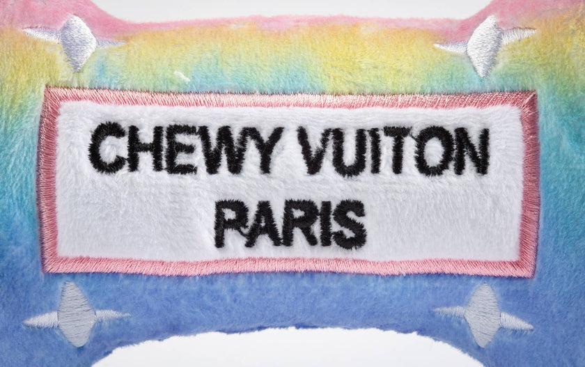 Pink Ombre Chewy Vuiton Bone Squeaker Dog Toy