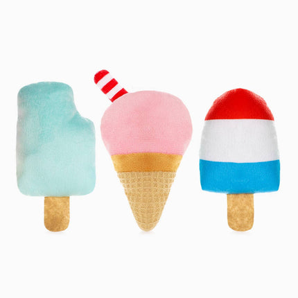 Dog Toy Cool Pup Ice Cream Ice Pop Food Party Plush Toy Set