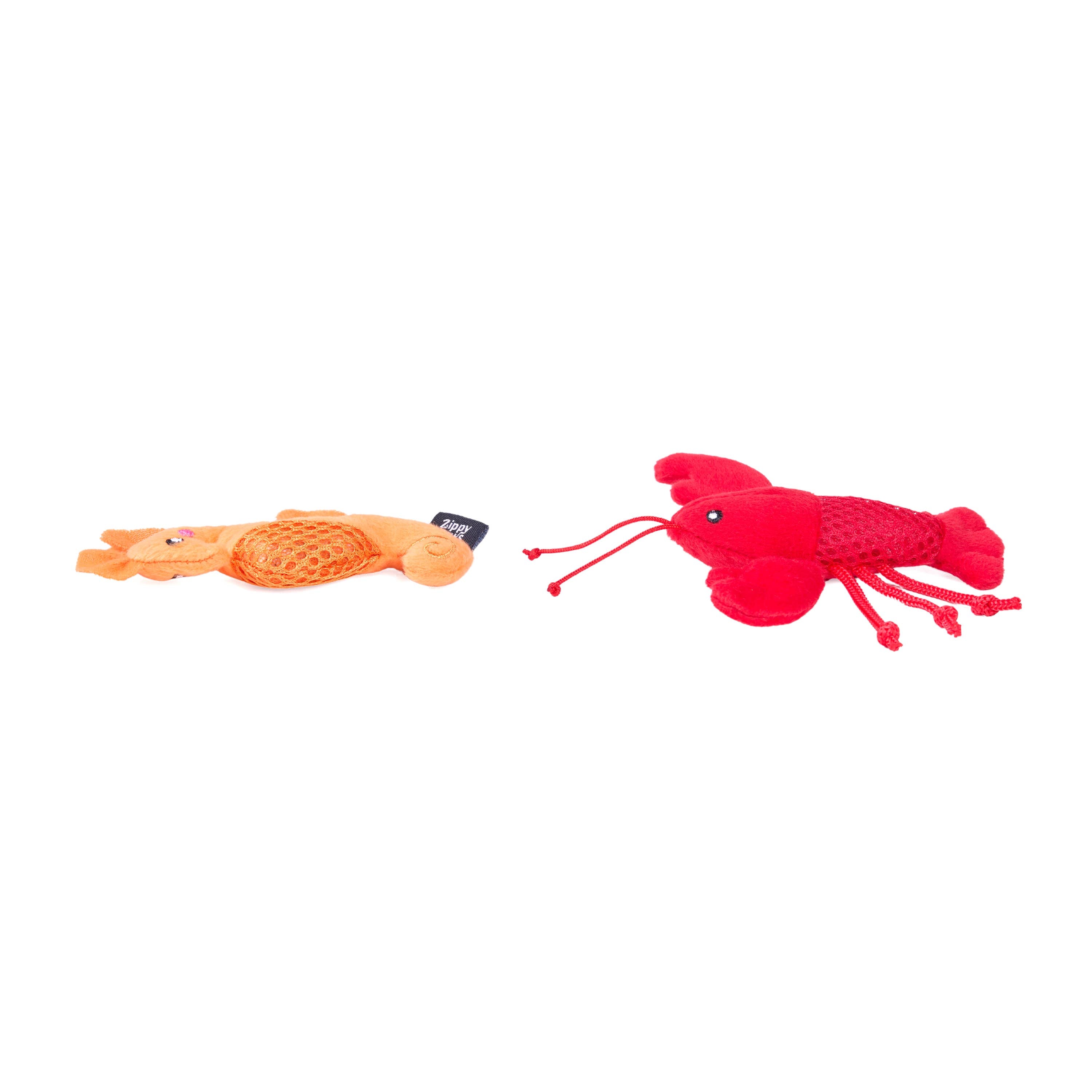 Cat Toy Mesh Mates 2-Pack - Seahorse and Lobster