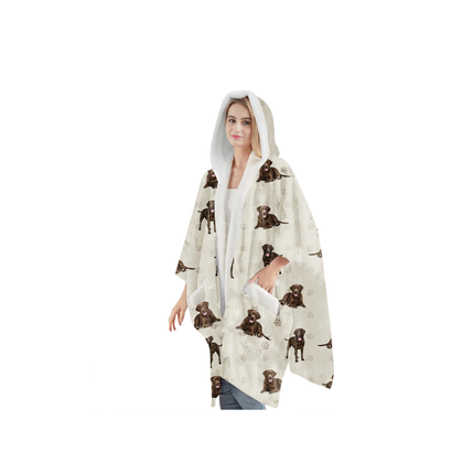 Labrador, Chocolate Snugg Wraps with Hoodie – Ultra Soft Sherpa Fleece Wrap for Pet Lovers