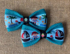 Pirates, Palm Trees & Pirate Ships on Teal Burlap