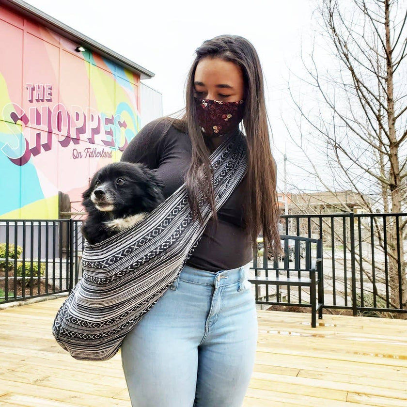 Dog Sling Woven Salt & Pepper Design