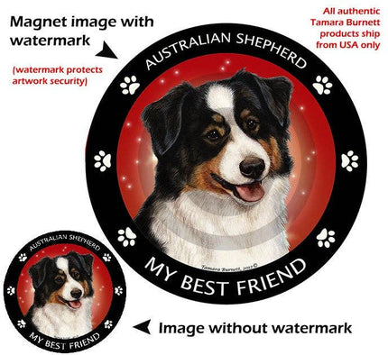 Australian Shepherd Black Tri My Best Friend Circular Magnet