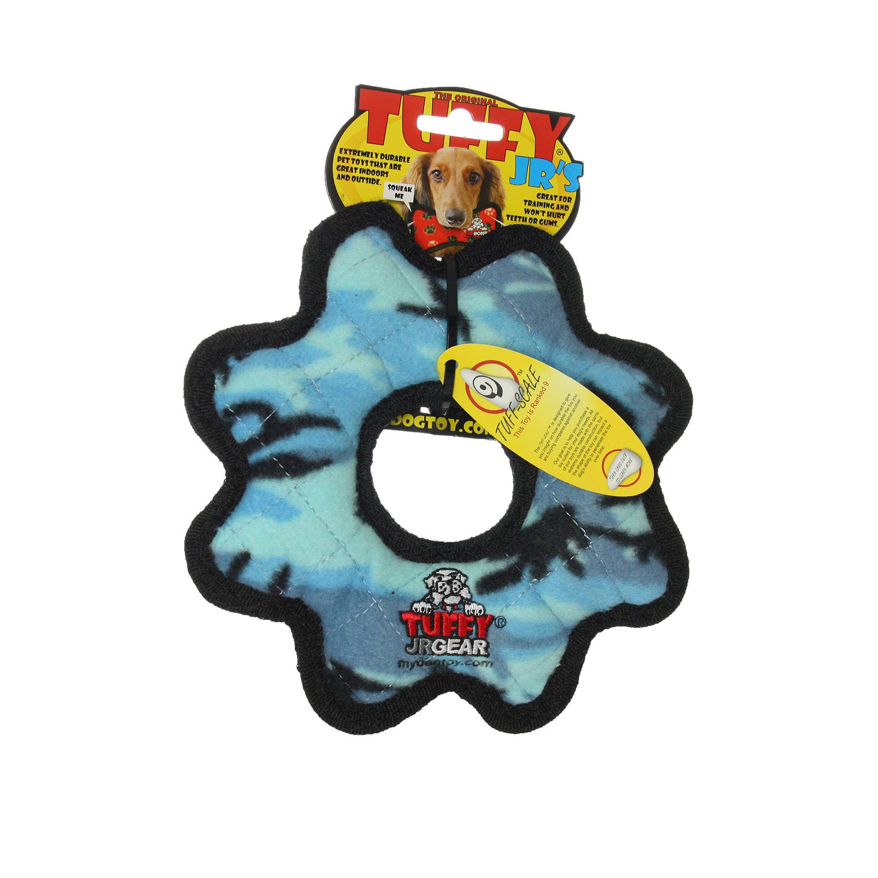 Tuffy Jr Gear Ring - Camo Blue, Durable, Squeaky Dog Toy