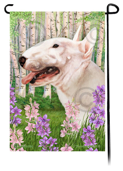 This Bull Terrier White Garden Flag is a testament to the beauty of your favorite breed and the American Flag. 