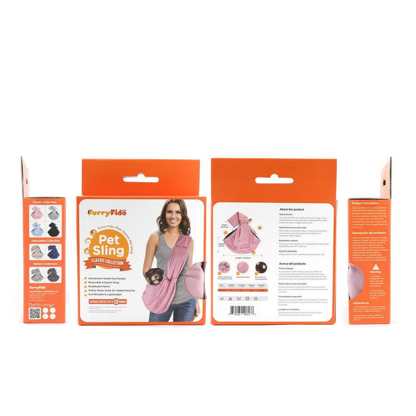 Furry Fido Classic Reversible Pet Sling - Pink