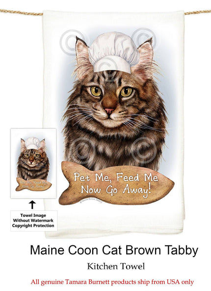 Maine Coon Tabby Brown Cat Flour Sack Kitchen Towel