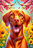 Vizsla Spring Colorful Large House Flag
