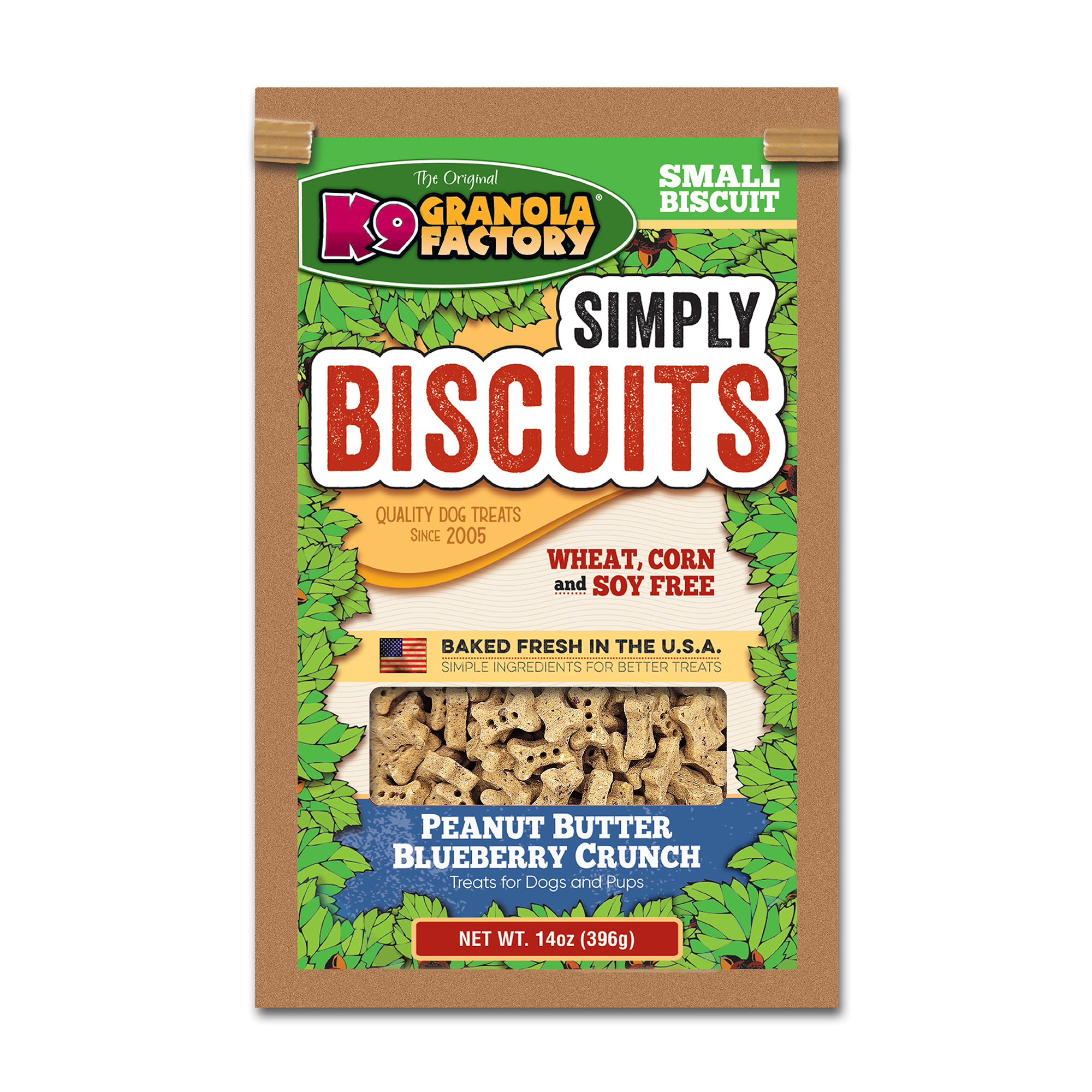 Dog Treats Simply Biscuits Small Peanut Butter Blueberry Recipe 14OZ