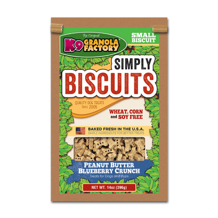 Dog Treats Simply Biscuits Small Peanut Butter Blueberry Recipe 14OZ