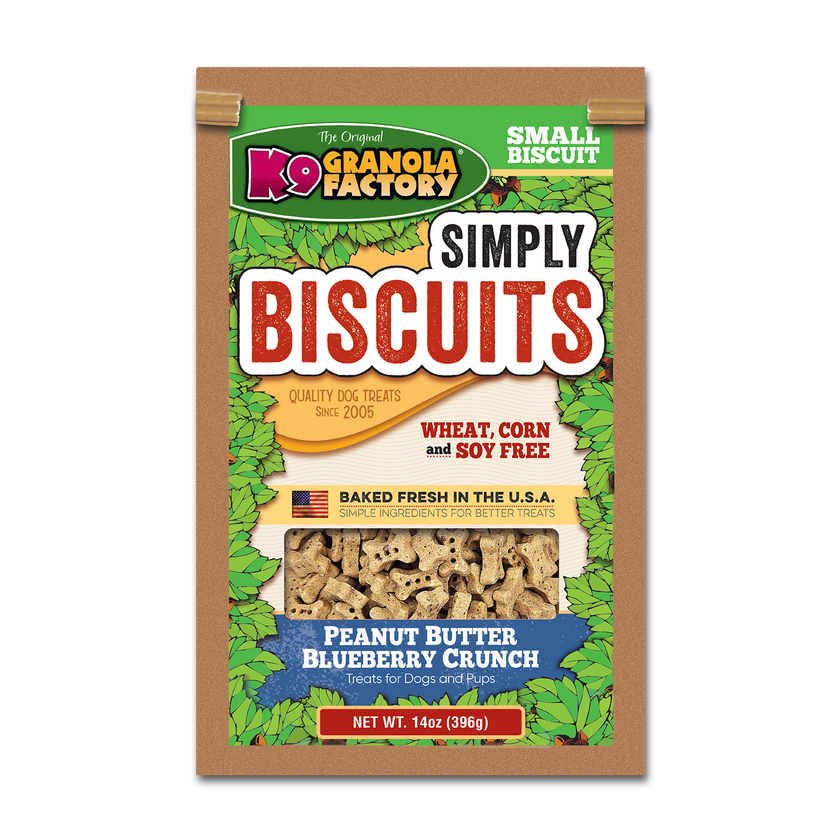 Dog Treats Simply Biscuits Small Peanut Butter Blueberry Recipe 14OZ
