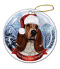 Basset Santa Hat Dog Porcelain Ornament