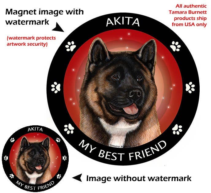 Akita Red My Best Friend Circular Magnet