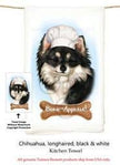 Chihuahua Long Hair Black & White - Flour Sack Kitchen Towel