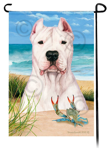 This Dogo Argentino White Garden Flag is a testament to the beauty of your favorite breed and the American Flag