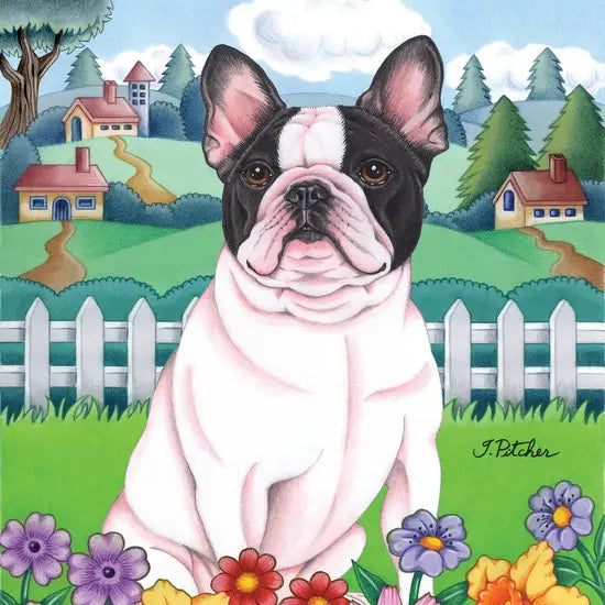 Black and White French Bulldog Garden Flag