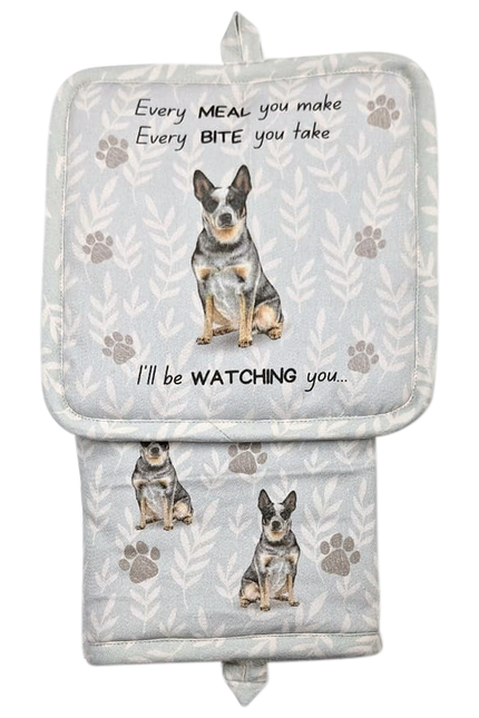 Australian Cattle Dog, oven mitt set