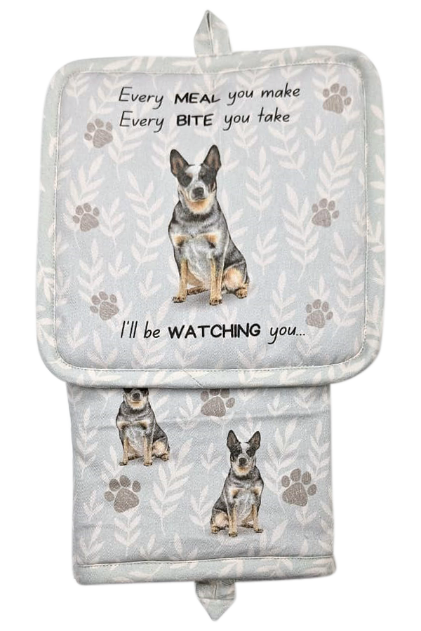 Australian Cattle Dog, oven mitt set