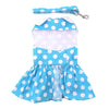 Blue Polka Dot Dog Dress w/ Matching Leash