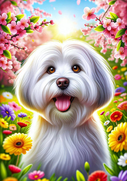 Coton De Tulear Colorful Spring Large House Flag