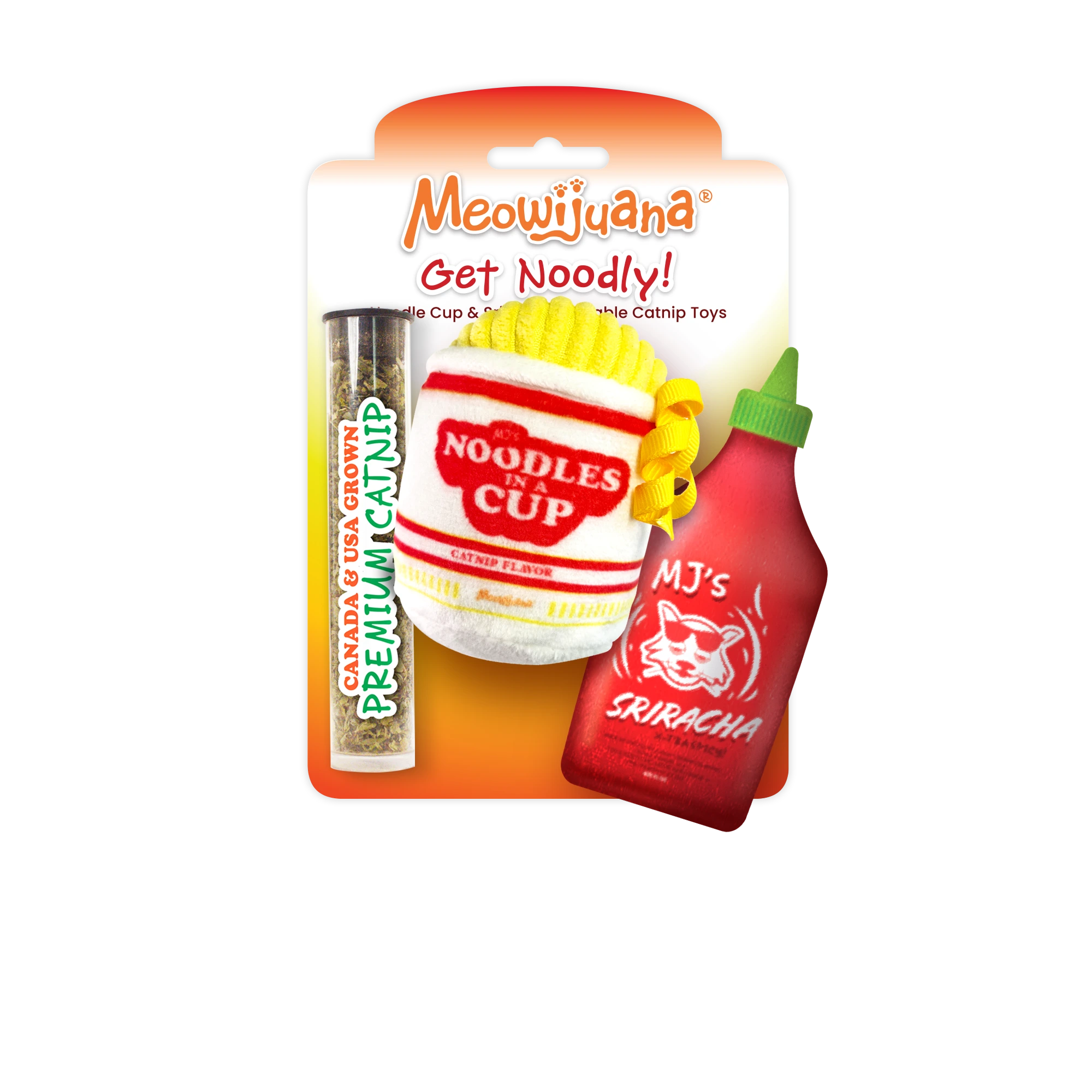 Meowijuana® Get Noodly Noodles & Sriracha Catnip Toy 2-Pack
